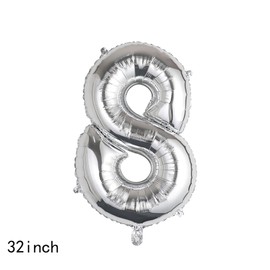 Chaungfu 5 Pcs Astronaut Balloons Rocket Foil Balloons Outer Space Theme Birthday Party Decorations Supplies Big Foil Mylar Number Helium Global for Boy Party Decor Favors - Silver 8