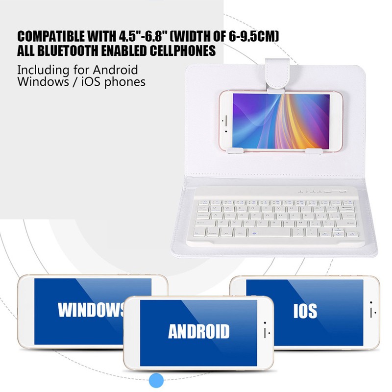 Universal Wireless Bluetooth Keyboard Flip Case Cover with Stand for