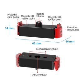 CS PRIORITY Kompatibel mit Hero13 magnetische Schnellspann-Halterung aus Aluminiumlegierung mit Kugelkopf/Klebebasis (magnetische Basis)