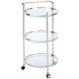 Organize It All Rolling 3 Tier Glass Circular Serving Cart