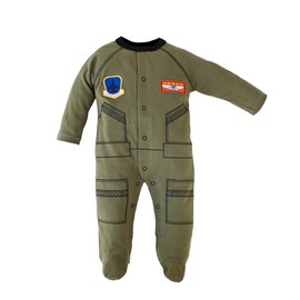 T.C., Unisex Baby Future Pilot Aviator Flight Suit Footed Crawler (0-3 Months) Olive Green