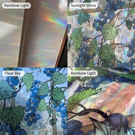 funlife Watercolor Static Cling Privacy Window Film, Grape Trellis 16.92" X 39.37"