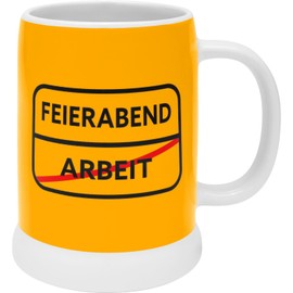 GRUSS & CO 48920 Jug with Motif Print "Feierabend" | Stoneware Jug 60 cl Coloured Printed with Saying | Funny Gift for Men