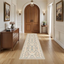 UERMEI Runner Rug for Hallways Kitchen: 2x6 Washable Area Rug Boho Floral Soft Long Rug - Non-Slip Low Pile Throw Indoor Carpet for Entryway Kitchen Bedroom Laundry Bathroom - Multi Color