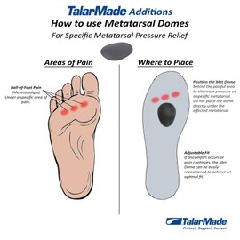 TalarMade Surface Additions Metartarsal Domes Forefoot Raise - Mortons Neuroma and Metatarsalgia Relief - Detachable and Adustable Positioning - Medium Size 6-8 UK