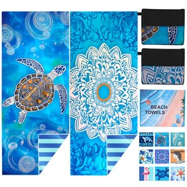 2 Pack Microfiber Beach Towel Oversized 71"x39" Sand Free Quick Dry Absorbent Lightweight Thin , Extra Large Towels for Travel Swimming Pool Yoga Camping Beach Accessories Vacation Essentials Gift