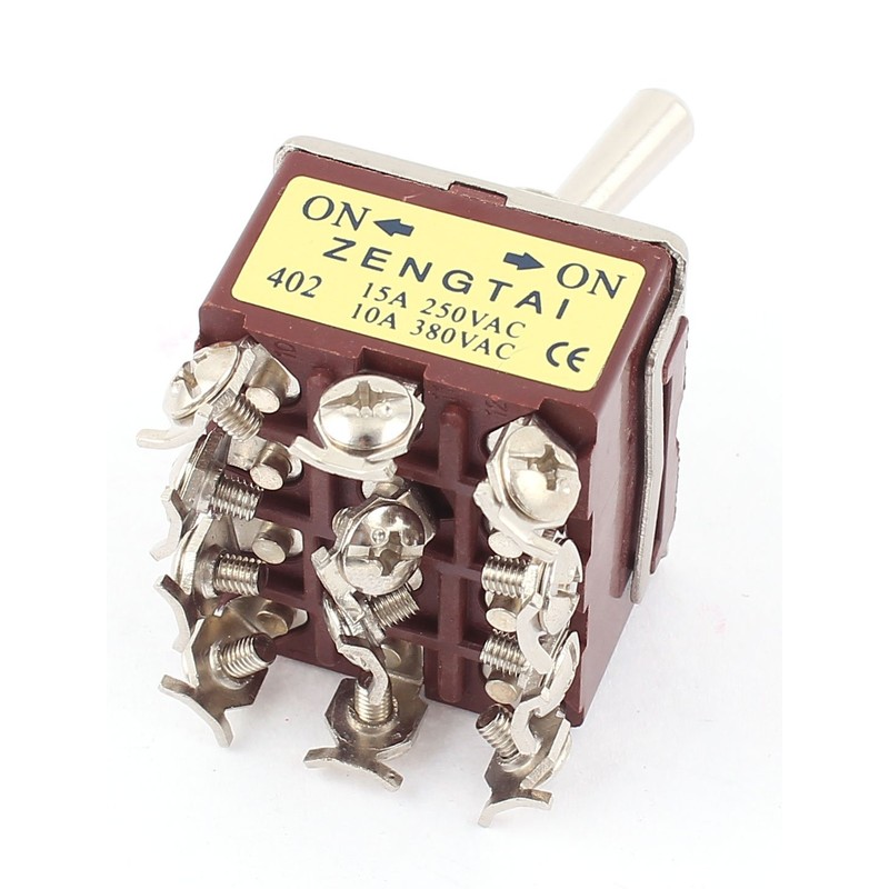 uxcell AC 15A/250V 10A/380V 12 Screw Terminals On/On 4PDT Toggle