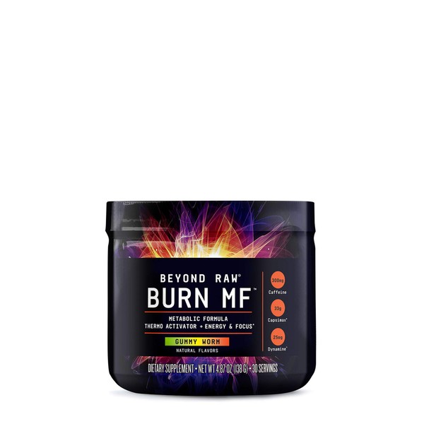 BEYOND RAW Burn MF | Metabolic Formula, Thermo Activator, Supports Energy and Focus | Gummy Worm | 30 Servings