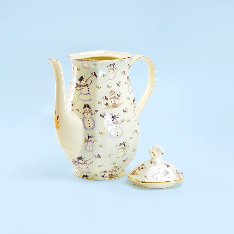 Grace Teaware Holiday Snowman Fine Porcelain Chocolate Pot 40oz Capacity