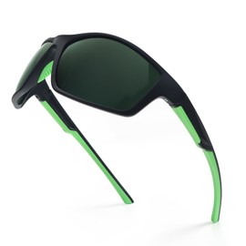 UVTQSSP Sports Glasses Cycling Glasses Polar Sunglasses UV400 Men Women TR 90 Design Ultralight Protection Quick Glasses Black with Green Frame/Green Lens