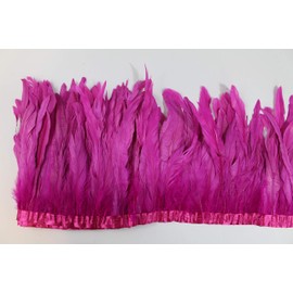 7 Color 2 Yard Long,8-10 inch Height Rooster Coque Feather Fringe Trim, for Skirt Dress Costume Roster Feather Trim (hot Pink)