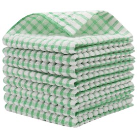 HFGBLG - Trapos de limpieza de algodón para lavar platos, juego de 8 trapos para limpiar, ligeros y suaves para secar platos, 11.8 x 11.8 pulgadas (verde)