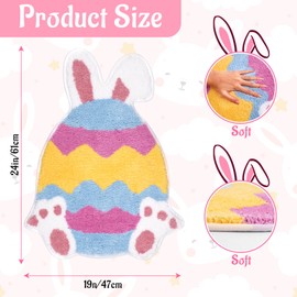NIGOWAYS Easter Bunny Bathroom Rug - Easter Egg Bath Rugs,Soft and Absorbent,Non Slip Cute Bath Mat for Shower Tub Bedroom,Home Party Decor