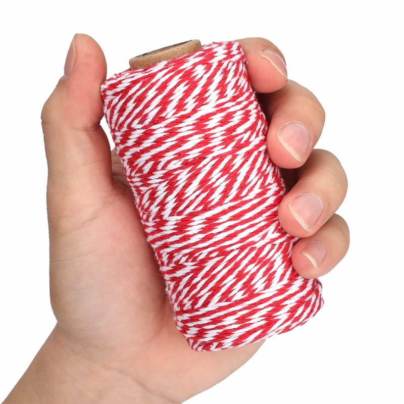 Red White Gift Twine String Holiday Twine 328 Feet Cotton