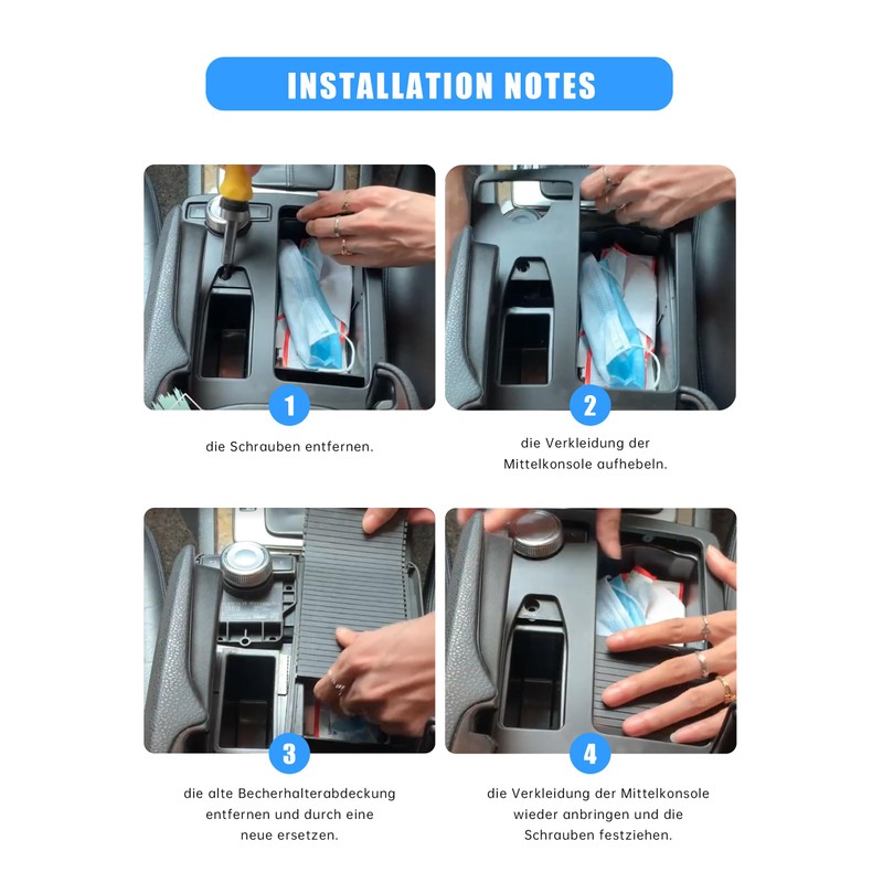 KOLOME Car Center Console Drinks Cover Slider Blind for 2009-2014