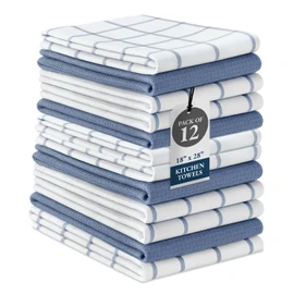 LANE LINEN Dish Towels Set of 12-18” x 28” Soft, Absorbent Cotton Kitchen Towels, Quick-Drying Tea & Hand Towels, Premium Decorative Dish Cloths - Indigo