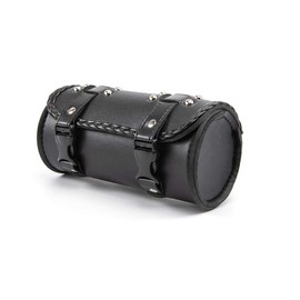 evomosa Motorcycle Fork Bag PU Leather Bicycle Handlebar Tool Bag Sissy Bar Roll Storage Bag - S (Black A)