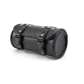 evomosa Motorcycle Fork Bag PU Leather Bicycle Handlebar Tool Bag Sissy Bar Roll Storage Bag - S (Black A)