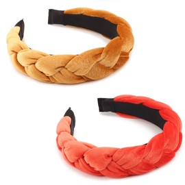 DRESHOW Braided Headbands for Women Velvet Hair Hoop Elastic Criss Cross Hair Bands Accessories 2 Pack