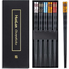 HuaLan 5 Pairs Fiberglass Chopsticks Range Non Slip Reusable
