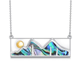 YYmqmq Mountain Necklace for Women 925 Sterling Silver Abalone Mountain Pendant Nature Jewelry Hiking Gifts for Hikers Campers