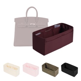 Purse Organizer Insert for Birkin 25/30/35/40, Satin Bag Insert Compatible with Hermes, Lightweight and Soft Touch Inner Bag for Women Luxury Handbags, Multicolor Options(Rouge H, BK25 Retourné)