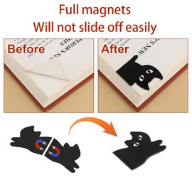 ZEPIQOR Pack of 12 Magnetic Bookmarks, Black Cat Bookmarks for Women, Cute Cats Bookmarks for Cat Lovers, Gifts, Magnetic Book Pages Markers for Teachers, Book Lovers