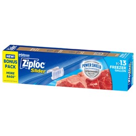 Ziploc Gallon Food Storage Freezer Slider Bags, Power Shield Technology for More Durability, 13 Bags Total