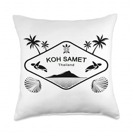 KOH Samet Thailand Sea Turtle Palm Trees Island Souvenir Throw Pillow