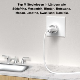 PABANCE 2X S??dafrika Reiseadapter, EU nach S??dafrika Reiseadapter f??r S??dafrika, PABANCE Reisestecker Typ M mit Erdungsschutz, Steckdosenadapter f??r S??dafrika, Sri Lanka, Lesotho, Tschad, Ghana, Bahrain(Wei?)