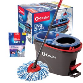 O-Cedar EasyWring RinseClean Microfiber Spin Mop & Bucket Floor Cleaning System with Lavender Pac (Variety Pack)