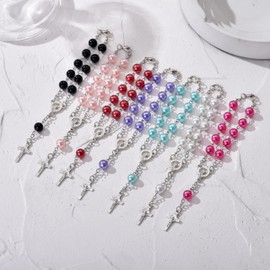 SZQCZB 7Pcs Small Catholic Rosary Bracelet for Women Men,Car Purse and Newborn Babies Prayer Beads for Baptism Christening, Prayer Room, Altar, Bulk Pack (7 Colors & Crucifix Designs)
