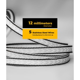 TRAE Electric Fence Polytape 656 Feet / 200 Meters, 5 Stainless Steel Strands for Reliable Conductivity and Rust Resistance, 12mm Diameter Polytape, UV Resistant