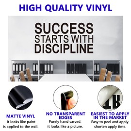 Inspirational Quotes Wall Decals for Office: Classroom Motivational Positive Vinyl Art Wall Stickers for School Gym Bedroom - Success Starts with Discipline 28.6" X 15"
