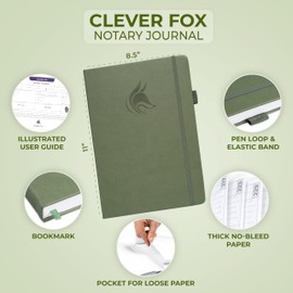 Clever Fox Notary Journal – Notary Public Journal of Notarial Acts – Hardcover Notary Log Book – Notary Supplies – 612 Record Entries, Numbered Pages, Hardcover, 8.5x11″ (Cypress)