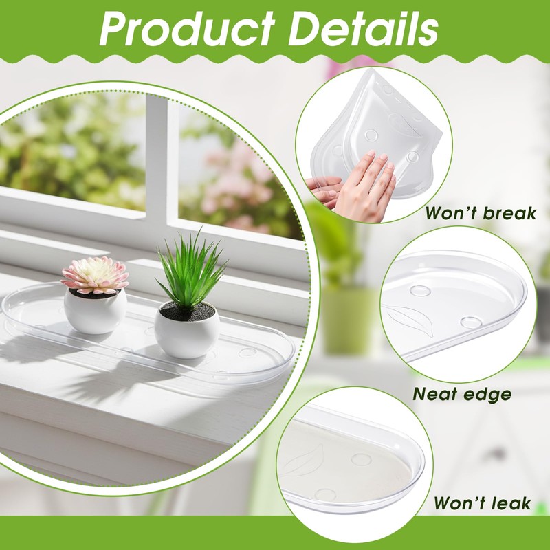 Juexica 4 Pcs 17.7 x 6.1 Inch Plant Tray Plastic