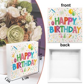 3 PCs Birthday Decorations Wooden Box Sign, Happy Birthday Sign Party Decorations for Friends Daughter Son, Rustic Country Wooden Signs, Living Room Bedroom Desk Tiered Tray Decor Supplies