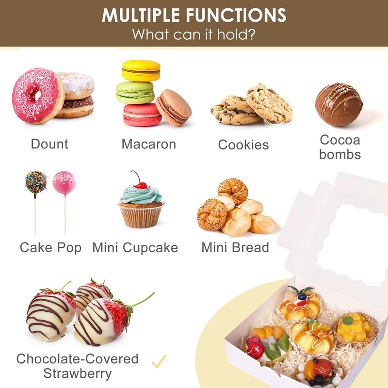 Cookie Boxes, 10Pcs Dessert Boxes with Clear Window 12" x