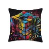 Rubik Magic Cube Colorful Illustration Graphic Throw Pillow