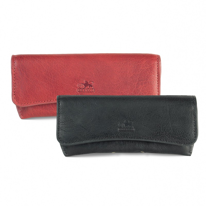 Jahn-Lederwaren Leather Glasses Case for Glasses Model BR-51407, red
