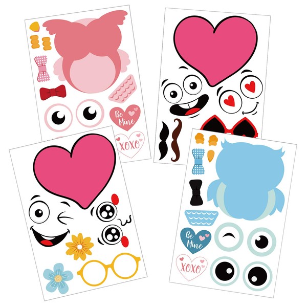 24PCS Valentine’s Day Stickers for Kids - V-Day Heart Owls Party Games Favors Supplies - School Class Activity Crafts
