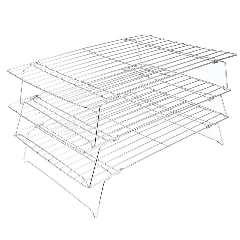 3‑Tier Cooling Rack Collapsible Folding Legs for Cookies Cakes Kitchen