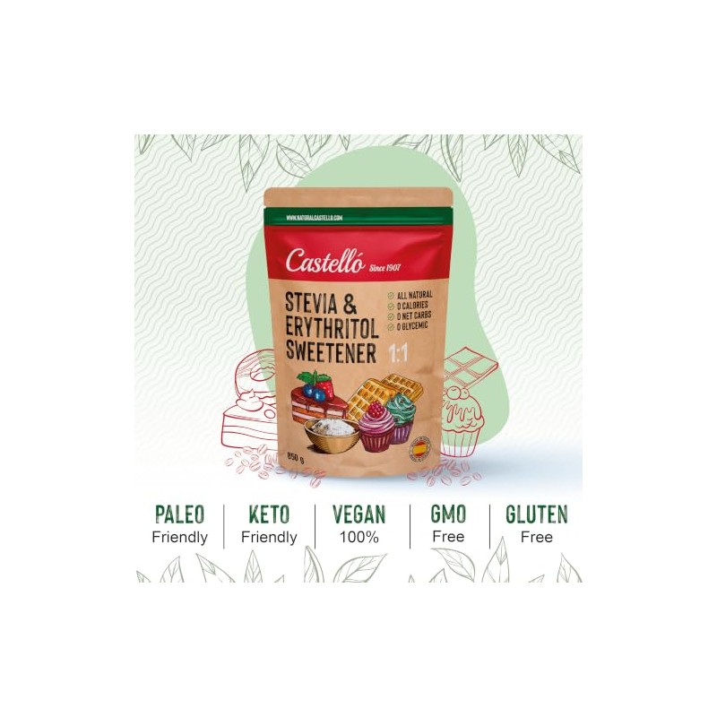Castello Stevia & Erythritol Mix 850g - Sugar Substitute 1:1