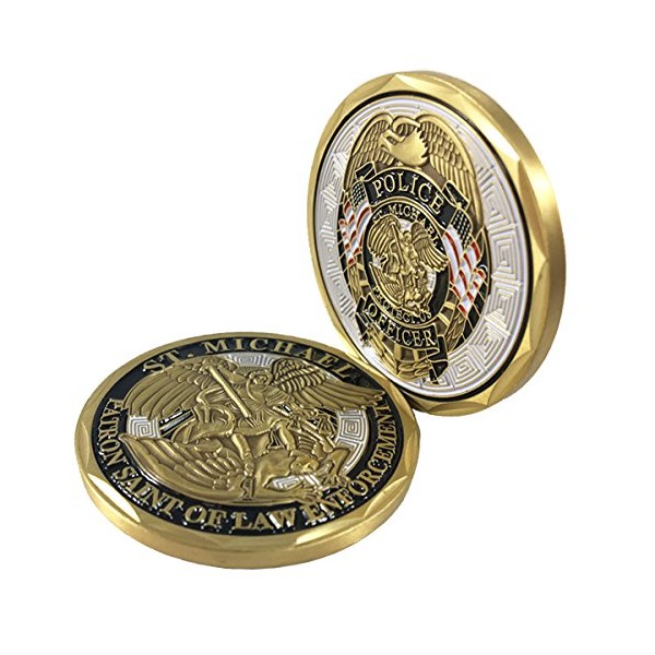 Thin Blue Line Challenge Coin, Saint Michael