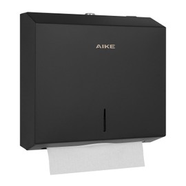 AIKE 250 Sheets Compact Multifold Wall Mount Paper Towel Dispenser,Stainless Steel Black AK5180 (Max Folded Size 10.6"x3.9")