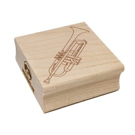 Trumpet Brass Musical Instrument Square Rubber Stamp for Stamping Crafting - 1.75in Medium