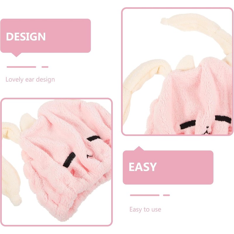 Toalla para Secar el Cabello de Microfibra Rosa Diseño de
