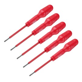 sourcing map 5pcs 1000v Insulated Electrician Screwdriver 3x75mm CR-V Magnetic Slotted Flat Head Insulation Screwdrivers, Red