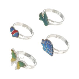 BESPORTBLE 4Pcs Color Changing Mood Rings for Women Cartoon Animal Finger Rings Fun Jewelry for Emotional Expression Party Favors