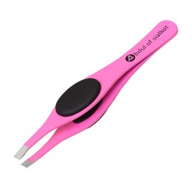 Abdul of Sialkot Tweezers for Women & Men - Tweezers Precision Engineered Stainless Steel - Fine & Ingrown Hair Tweezers, Non Slip, Sharp & Slanted Pack of 1 (Pink1)